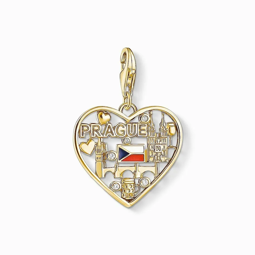 Charm Thomas Sabo We Love Praga Or Jaune avec Mousqueton IC12365-565-7