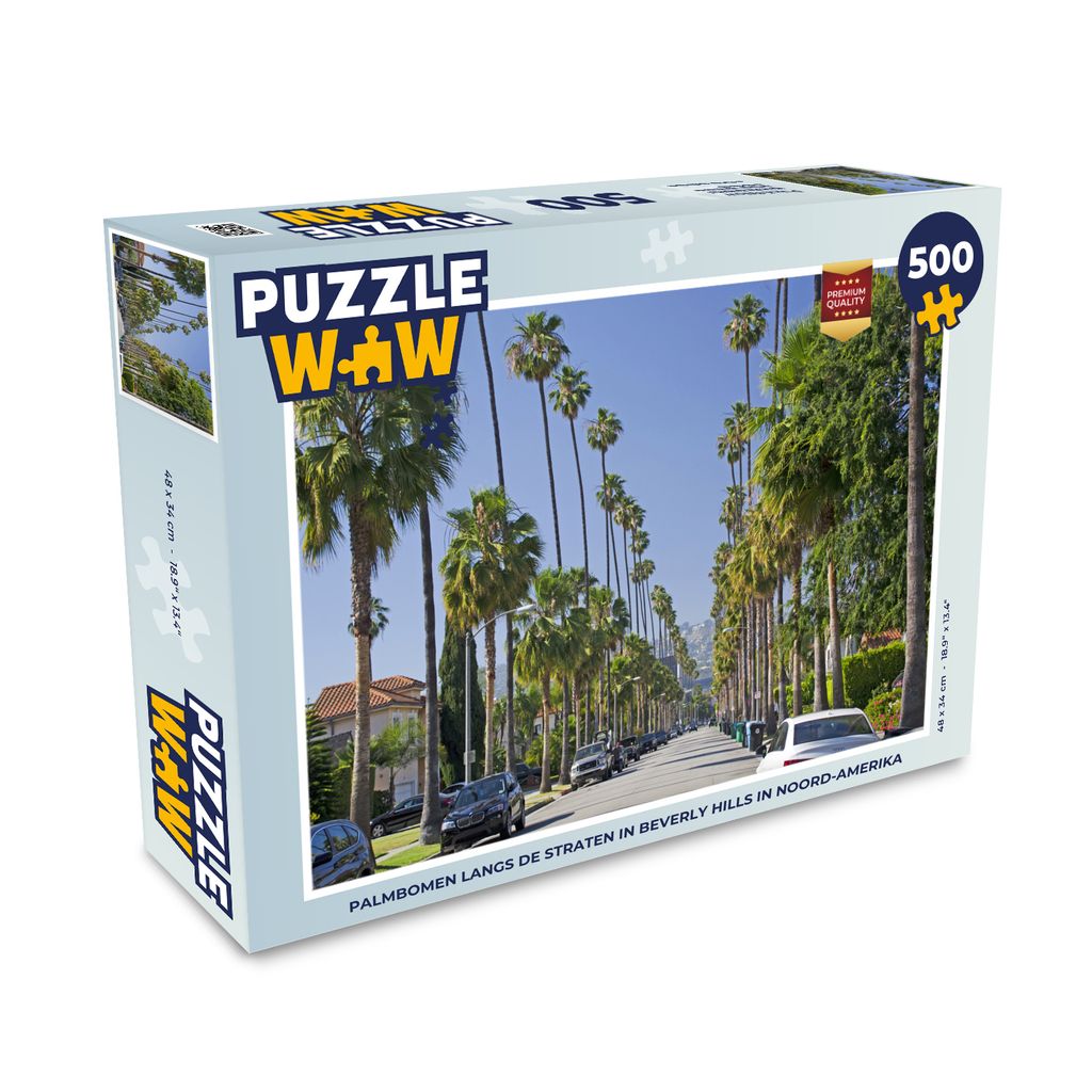 MuchoWow Puzzle 500 Teile Palmen entlang der Straßen von Beverly Hills in Nordamerika - 500 Teile - Kinder - Selberbauen - Puzzlespiele