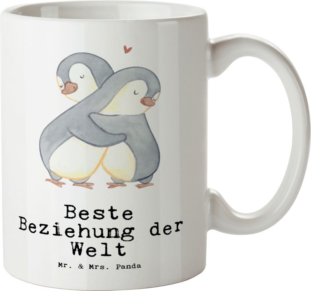 Mr. & Mrs. Panda jumbotasse Pinguin Beste Beziehung der Welt - Weiß - Geschenk, Geschenkidee, Miteinander gehen, Zusammen sein, Liebe, Pott, Teepo...