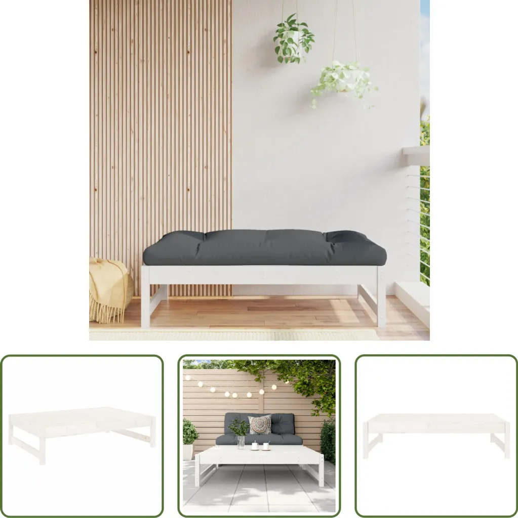 Sgabello da Esterno 120x80 Bianco | Arredo Giardino in Pino Naturale