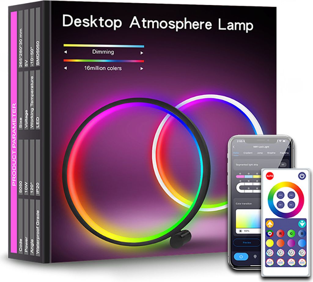 Smarte RGB Tischlampe LED Tischleuchte, Sprachsteuerung, dimmbar, USB, modernes Design - Weiß