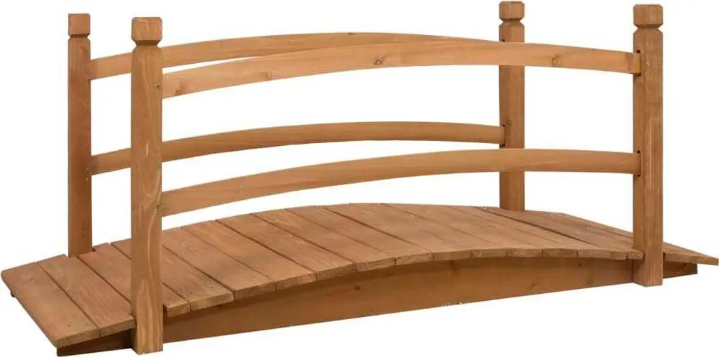 Pont de Jardin Robuste en Sapin Massif avec Garde-corps Latéraux 140cm