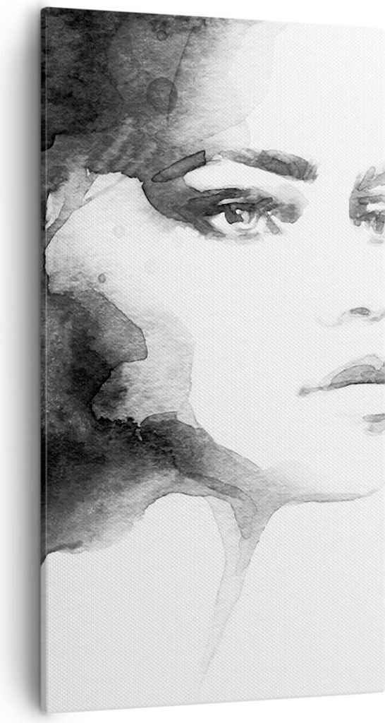 Bild auf Leinwand - Leinwandbild - Porträt Malerei Frau Gesicht - 55x100cm - Wand Bild - Wanddeko - Leinwanddruck - Bilder - Kunstdruck - Wanddeko...