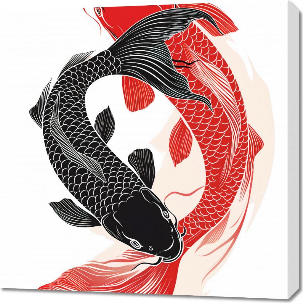 Bild 70x70cm Yin und Yang Koi