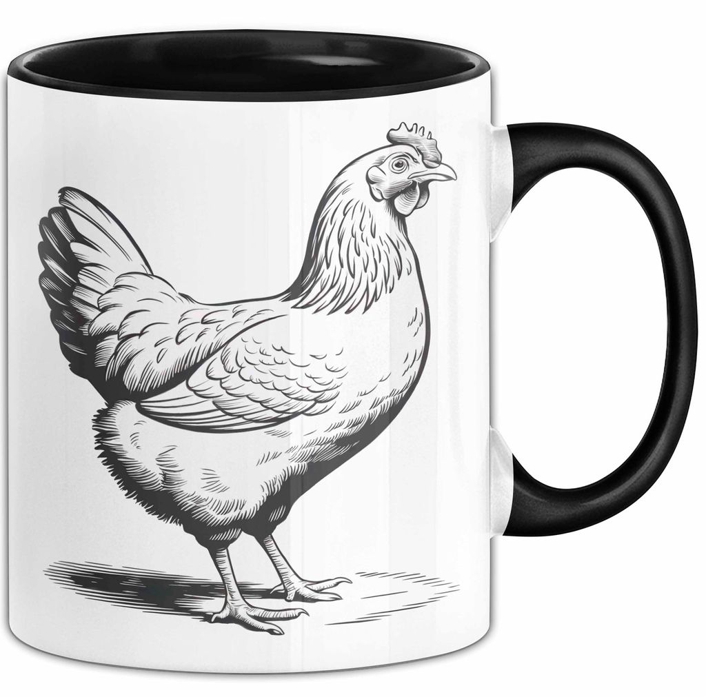 Huhn Tier Bauer Tasse Becher Geschenk Lustige Geschenkidee Spruch (Schwarz)