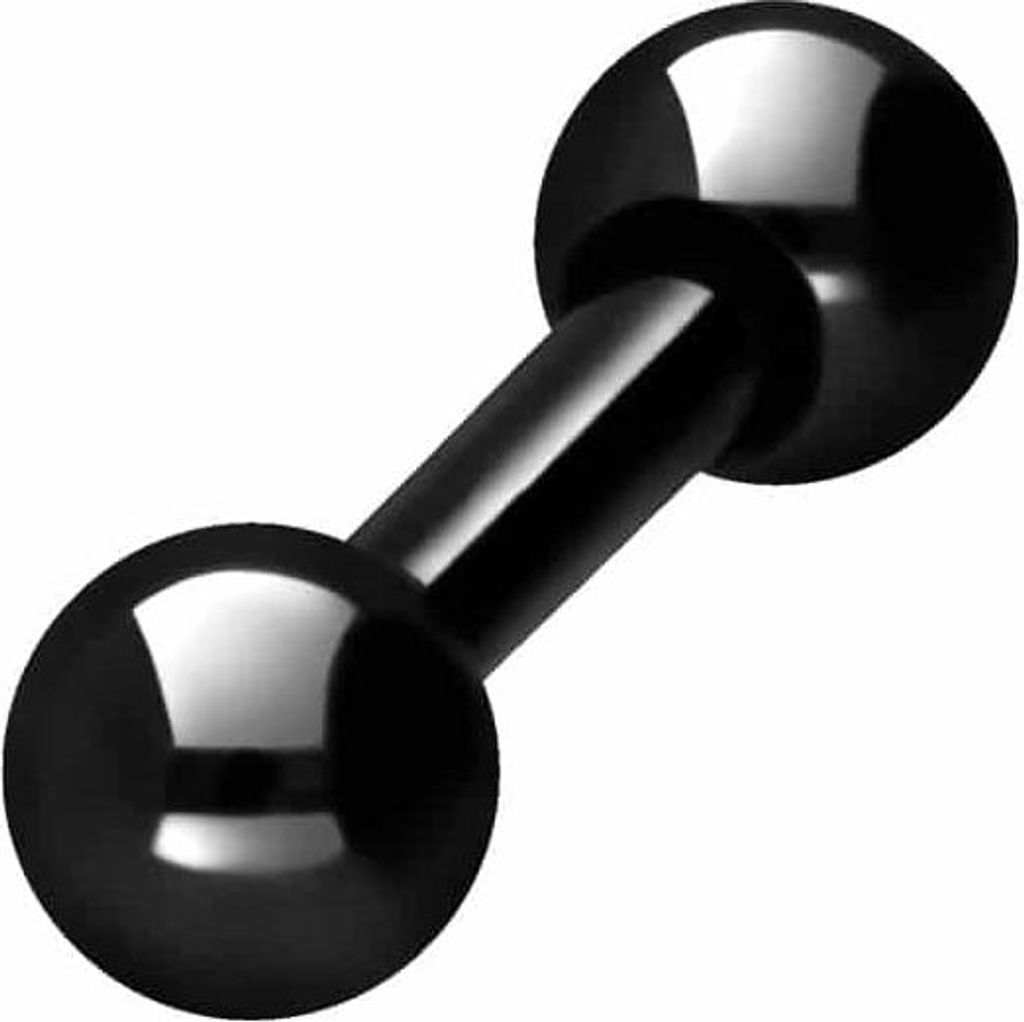 Zungenpiercing, Intim-Piercing Titan Barbell mit Innengewinde Schwarz Stablänge: 5mm | Stabstärke: 1,2mm