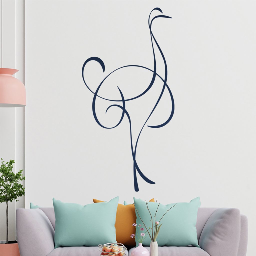 Strauß Linien Wandtattoo in 6 Größen - Wandaufkleber Wall Sticker - Dekoration, Küche, Wohnzimmer, Schlafzimmer, Badezimmer