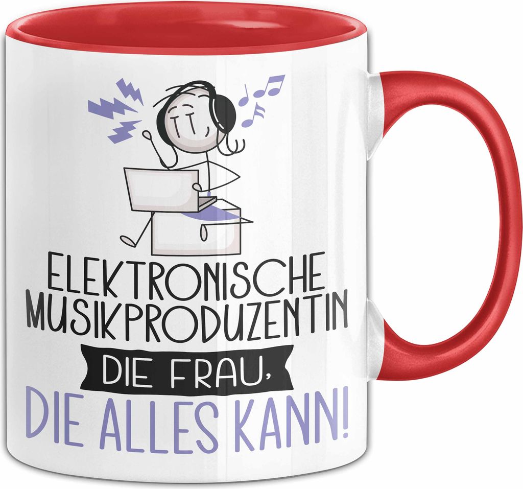 Elektronische Musikproduzentin Geschenk Tasse Becher Die Frau Die Allen Kann Geschenkidee für eine Elektronische Musikproduzentin Lustig (Rot)