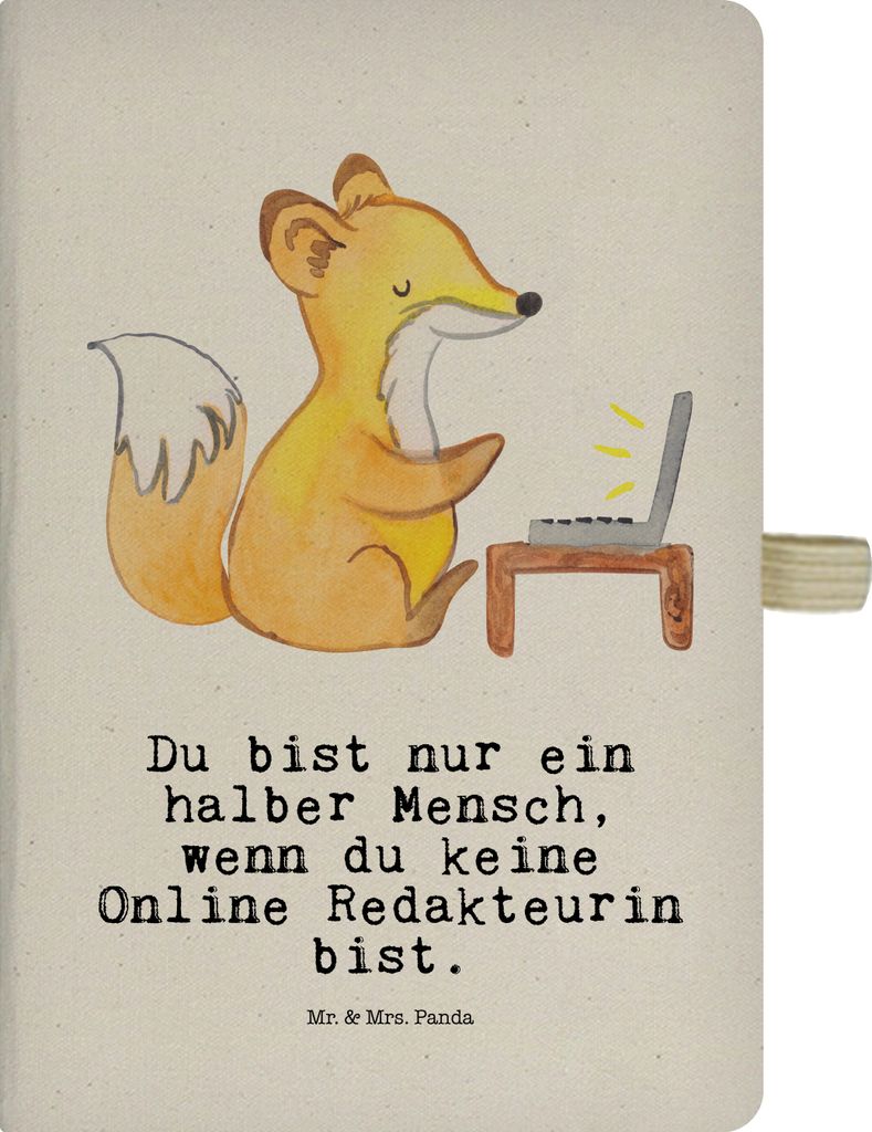Mr. & Mrs. Panda notizbuch Online Redakteurin Herz - Transparent - Geschenk, Reisetagebuch, Tagebuch, Journal, A5 Heft, DIN
