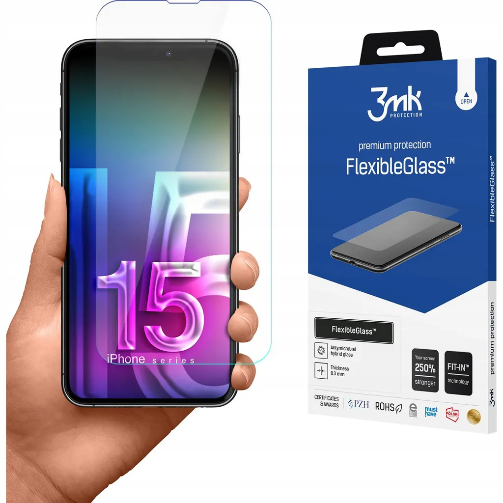 3mk FlexibleGlass iPhone 15 Pro Max - Pellicola Vetro Ibrida 7H - 4