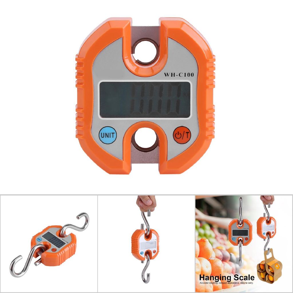 WeiHeng Tragbare Kran LCD Digital Elektronische Haken Hängende Waage Schleife Wiegen Balance Orange