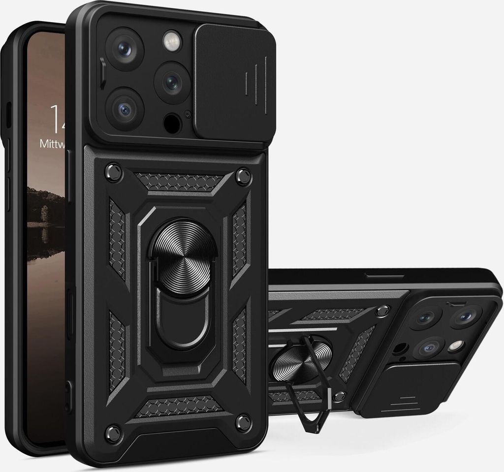 Armor Handyhülle für Apple iPhone 16 Pro Kameraschutz Handy Panzer Case Cover Schutzhülle Outdoor Farbe: Schwarz