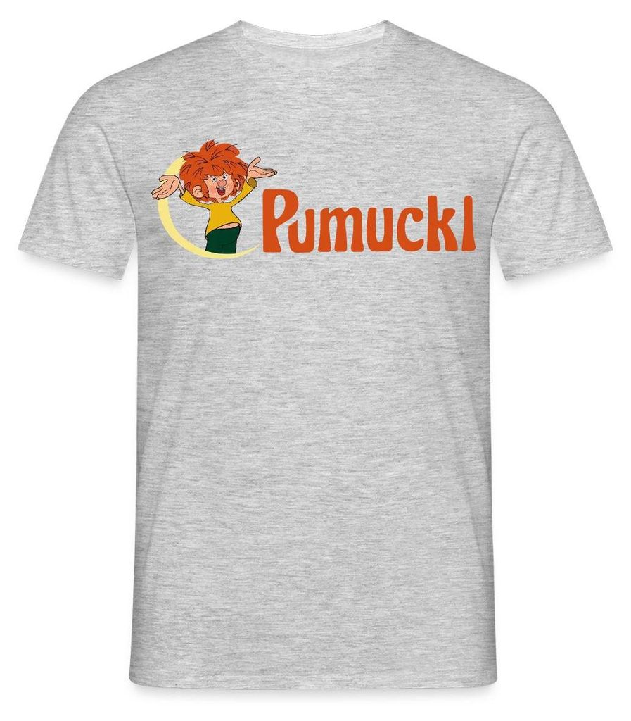 Spreadshirt Pumuckl Mit Frecher Pose Und Logo Schriftzug Männer T-Shirt, XL, Grau meliert