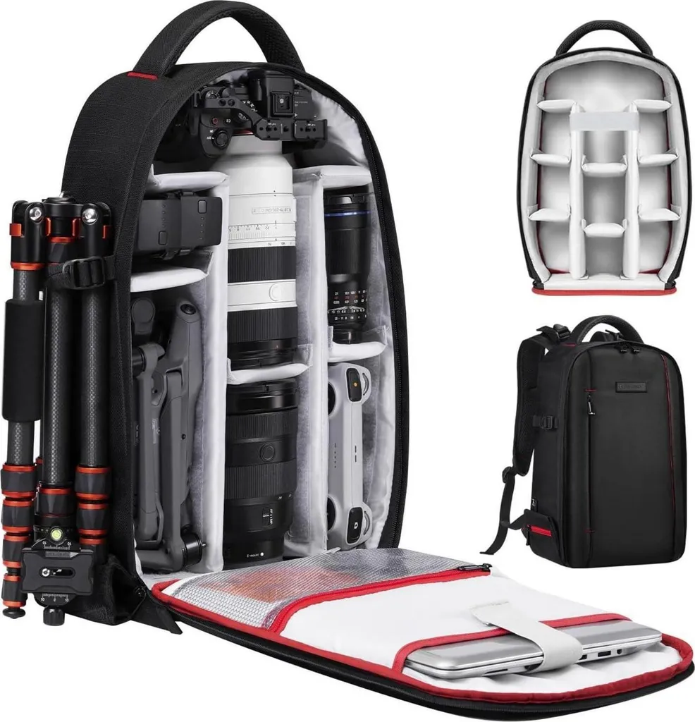 Sac à dos pour appareil photo grand format et ordinateur portable noir