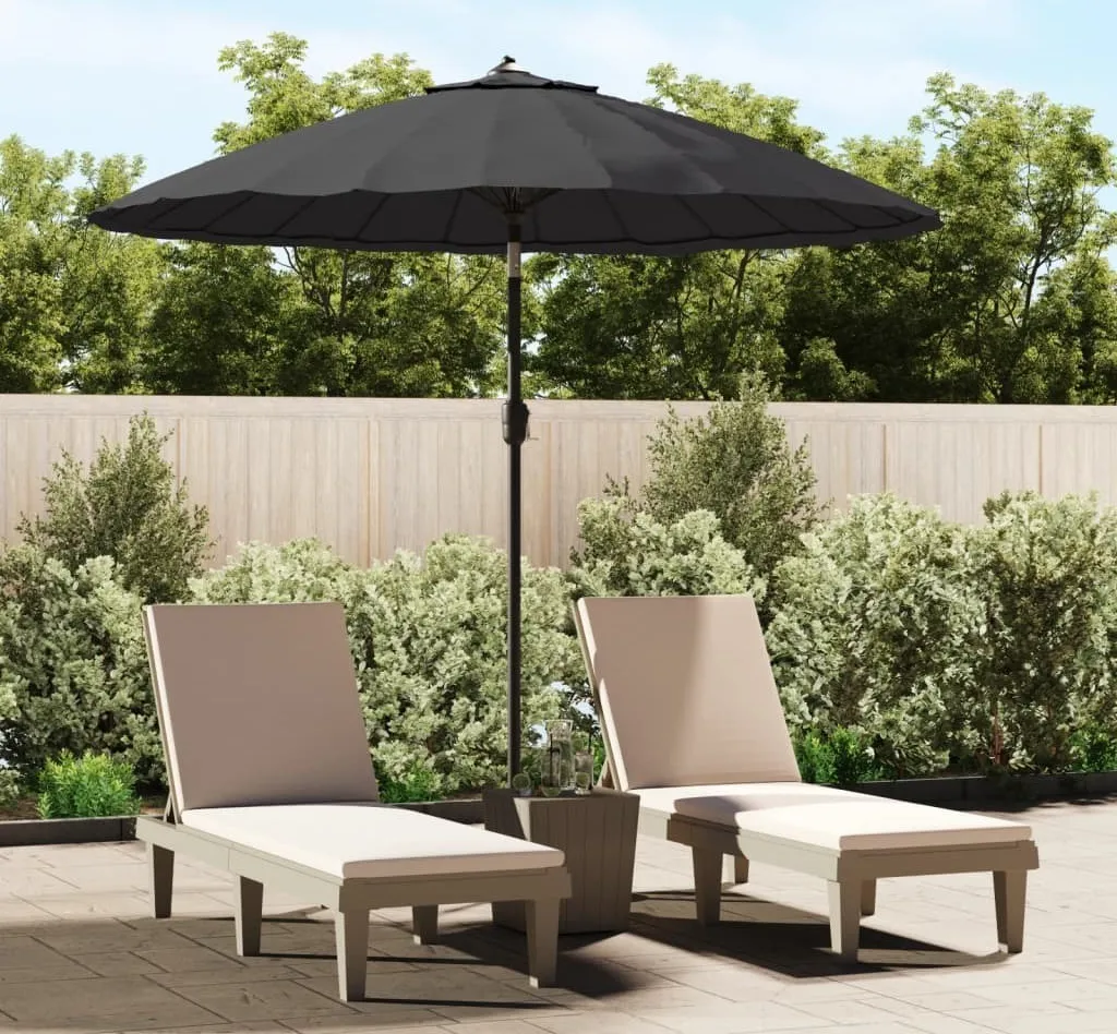 Ombrellone Giardino 270 cm Alluminio Nero The Living Store per Famiglie