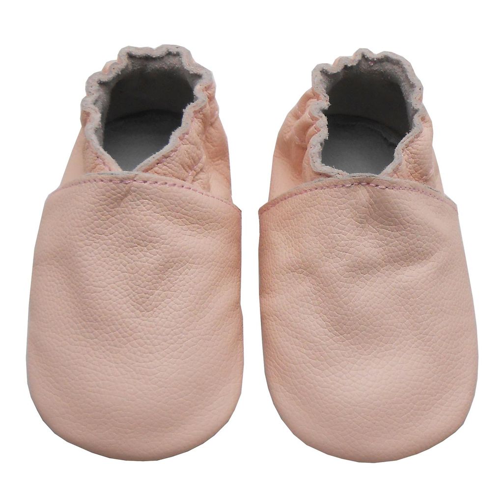 BEMESU Baby Krabbelschuhe aus Echtleder, weiche Lauflernschuhe für Mädchen & Jungen, rutschfeste Ledersohle, Rosa, Größe XL (18–24 Monate)