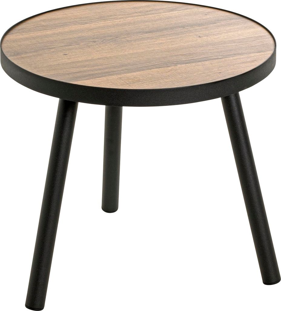 HAKU Möbel Beistelltisch eiche, schwarz - MDF, Metall, B/H/T: 40x36x40 cm