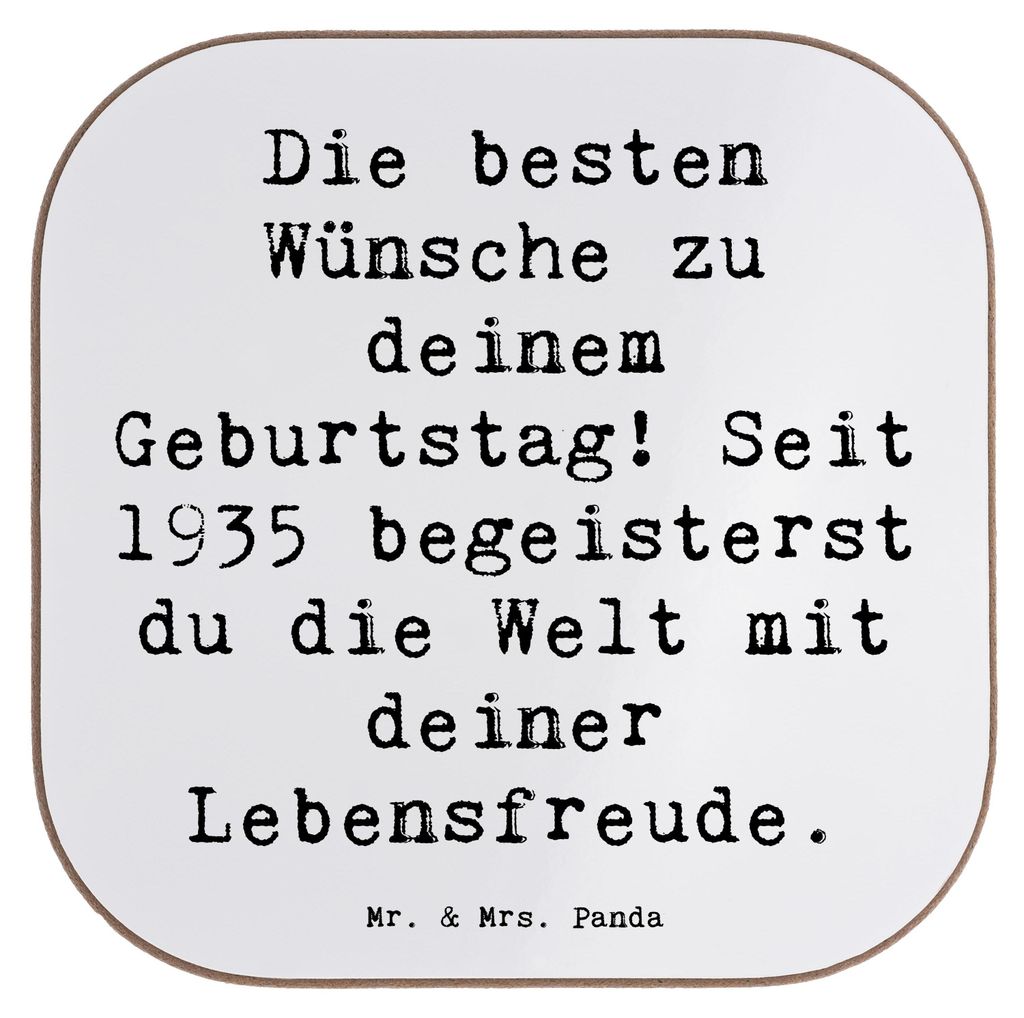 Mr. & Mrs. Panda Untersetzer für Gläser Spruch 1935 Geburtstag - Weiß - Geschenk, Nostalgie, Glas, Coaster, Happy Birthday, feiern, Alter, Gebur...