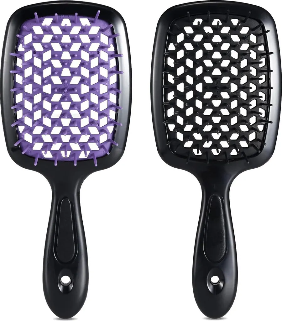 Brosse démêlante anti-casse poils naturels lot de 2 Violet et Noir