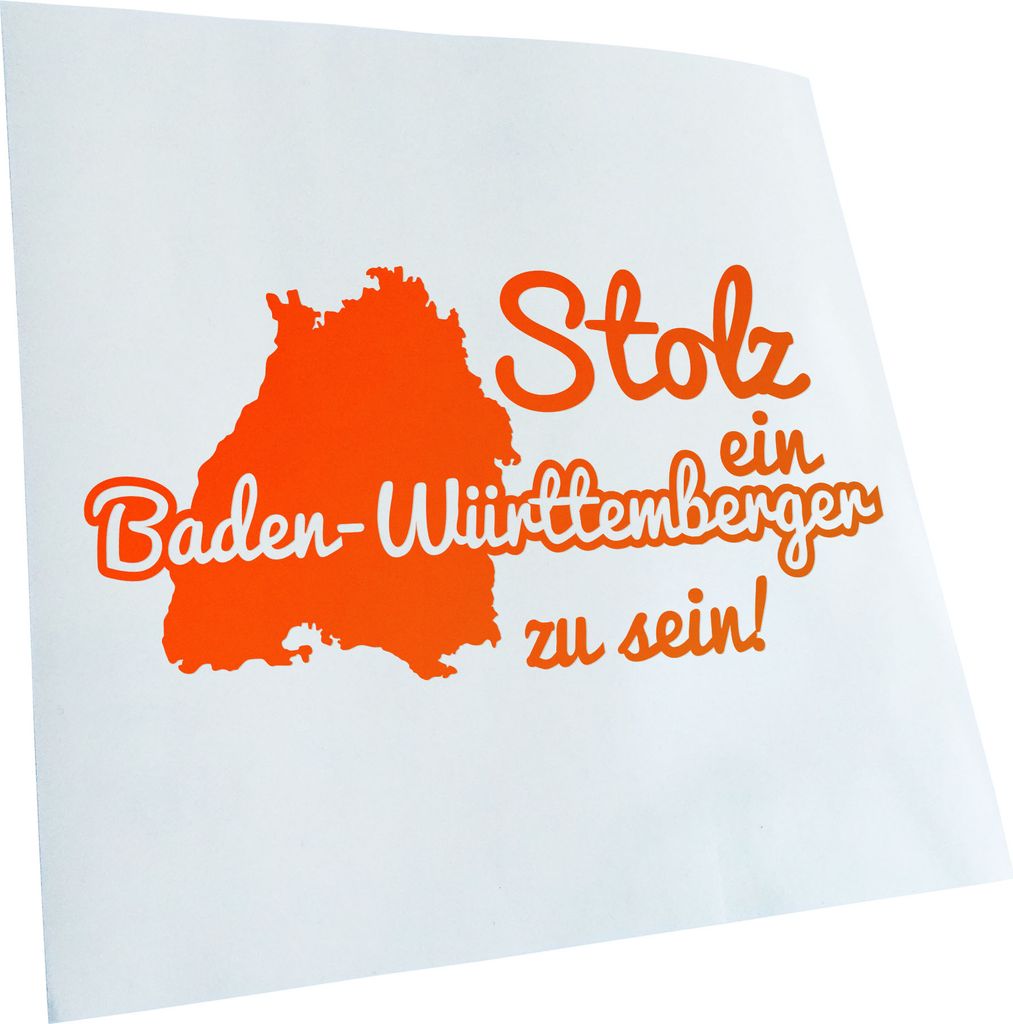 Kiwistar - Autoaufkleber - Baden-Württemberger Stolz - Neonorange - 50x25cm - Aufkleber für Auto, Laptop, Fahrrad, LKW, Motorrad mehrfarbig JDM D...