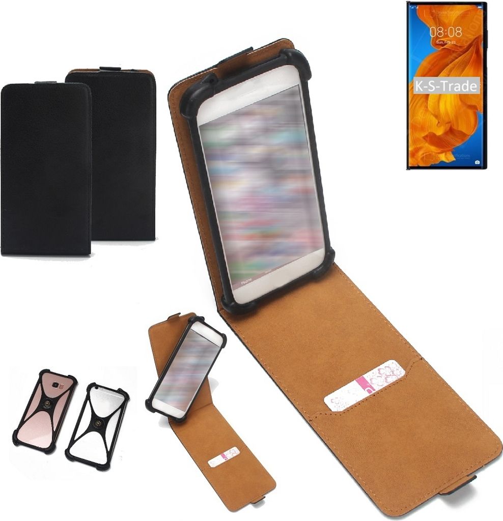 K-S-Trade Handyhülle Schutzhülle kompatibel mit Huawei Mate Xs Hülle Case Cover Flip Style Bumper schwarz 1x