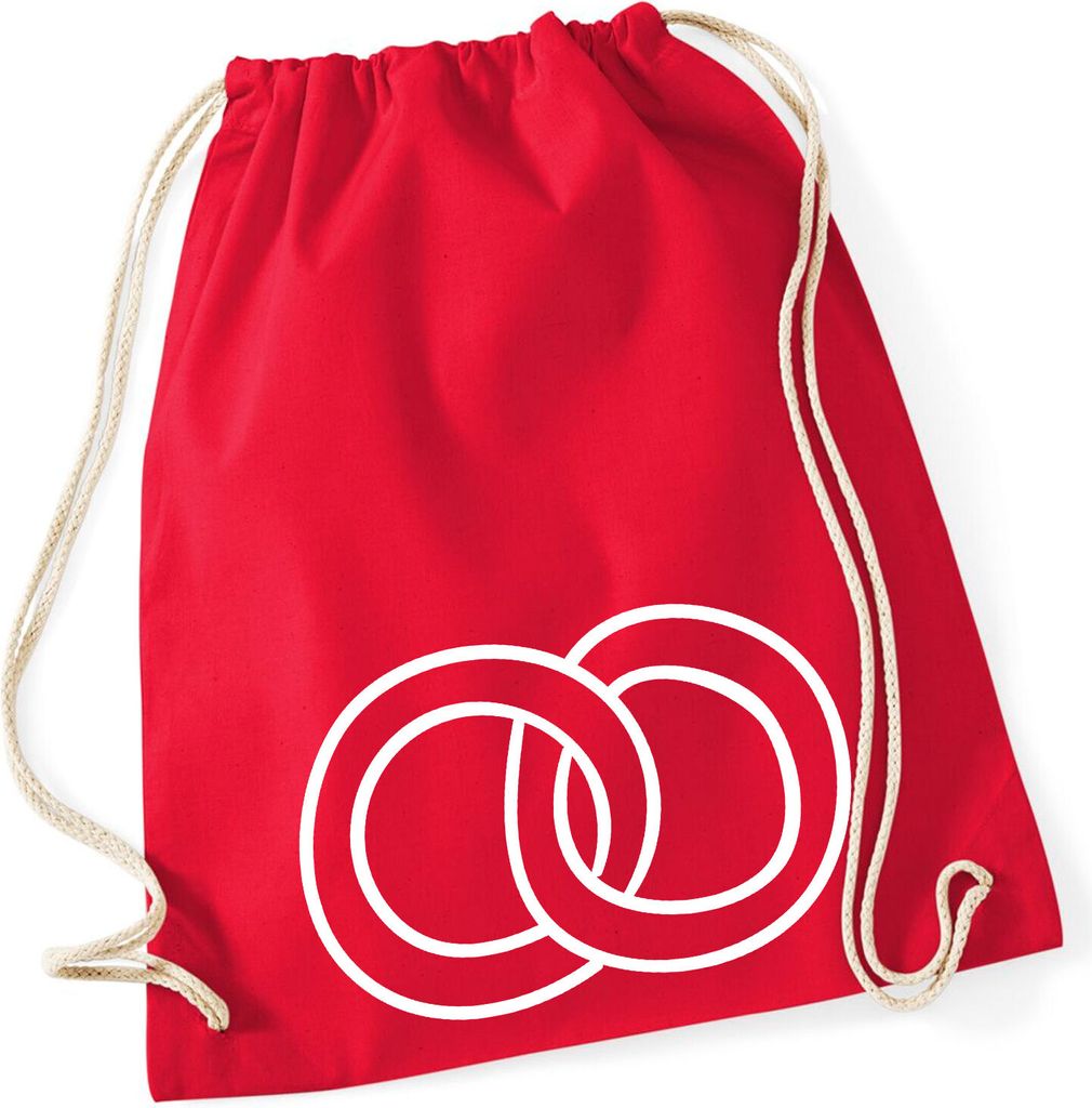 Huuraa Turnbeutel Ringe Hochzeitsringe 12 Liter Classic Red Baumwolle Rucksack Geschenkidee
