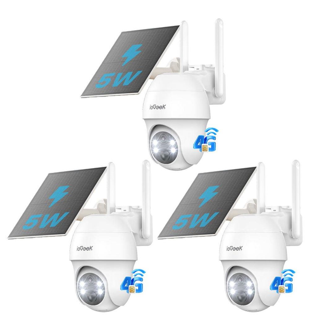 3 Stück 4G LTE überwachungskamera mit sim karte outdoor Solar kamera 2K 360° Kabellose Überwachung mit Akku Außenkamera ohne WLAN PIR Erkennung