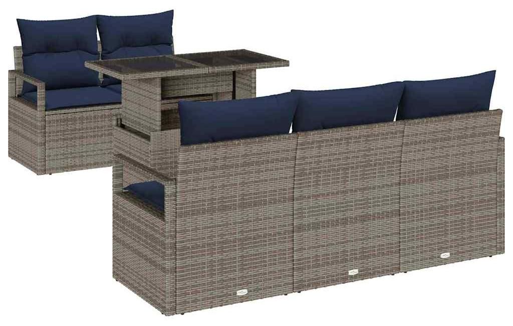 "im Sonderangebot" Gartensofa-set mit Speicher mit Kissen 6 pcs moderner Stil - Relaxliege - Garten-Lounge-Set - Grau Poly-Rattan - Gartensofas des...