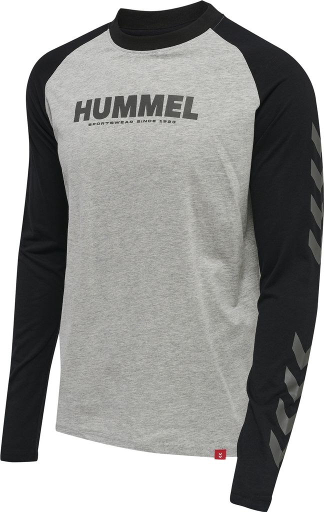 HUMMEL hmlLEGACY BLOCKED T-SHIRT L/S, GREY MELANGE, S