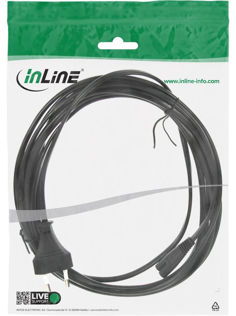 InLine Netzkabel, Netzstecker auf Euro 8 C7 Stecker, 3m, 3 Produktbild 
