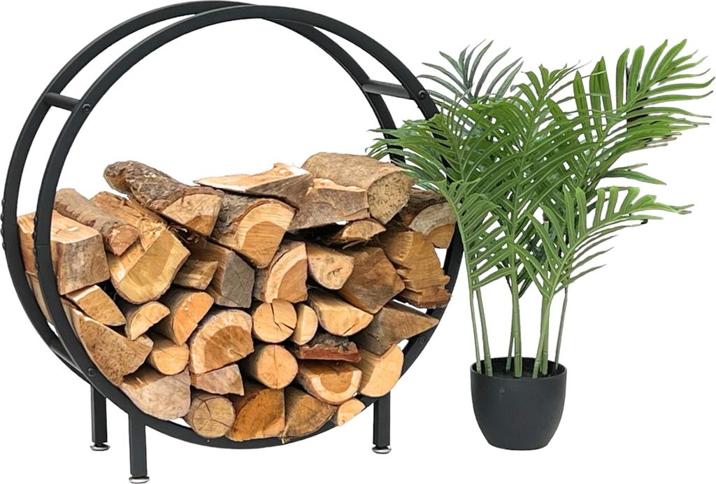 DanDiBo Kaminholzregal Innen Metall Schwarz Stehend Rund 60 cm Kaminholzständer 96468 Kaminholzhalter Brennholzregal Feuerholzregal