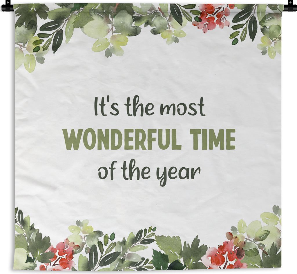 MuchoWow Wandteppich Wandbehang Weihnachten - Zitat - Aquarell 150x150 cm Tapisserie Dekoration Wandtuch - Wohnaccessoires - Modernes