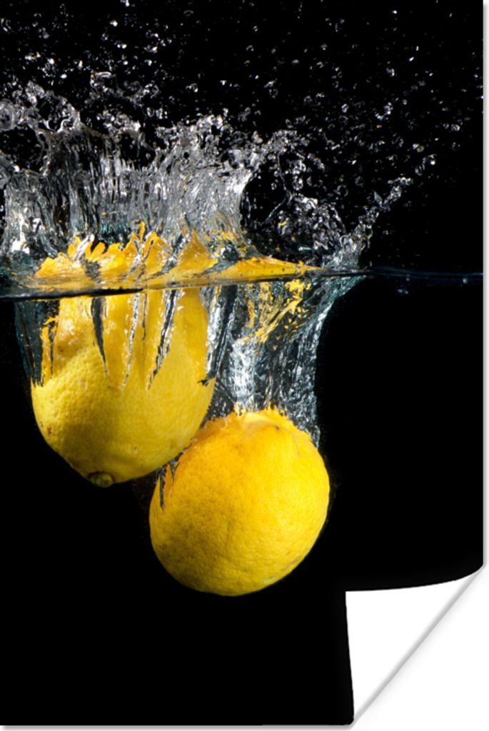 MuchoWow Poster Zitrone - Frucht - Stilleben - Wasser - Gelb 120x180 cm - Kunstposter