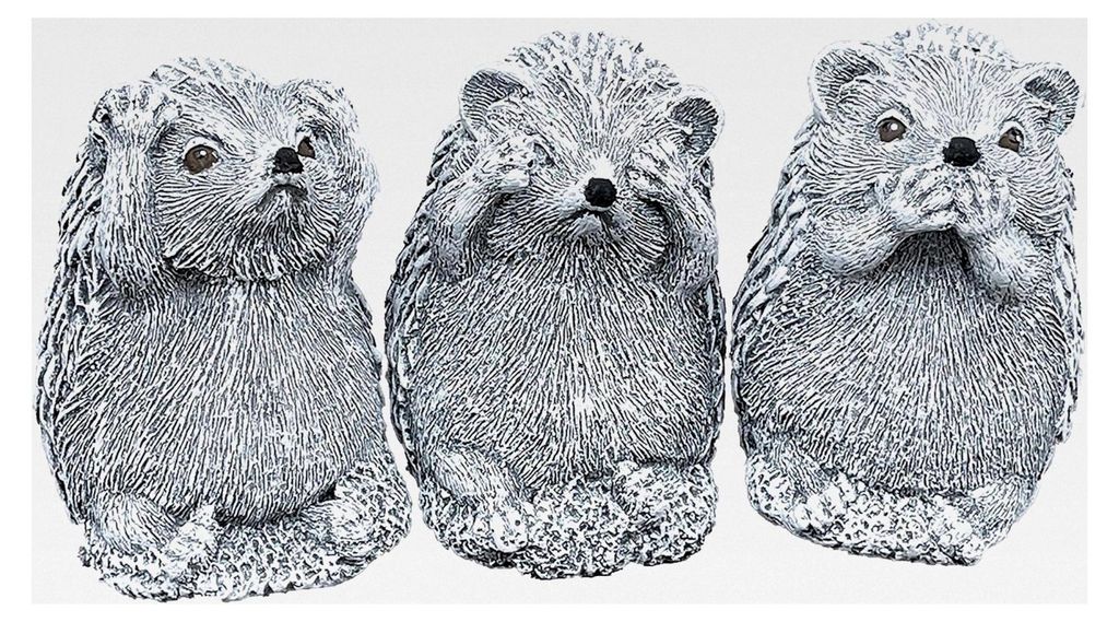 Igel Figurenset 3er Set Nichts sehen, hören, sagen frostfest Steinguss