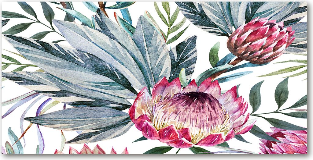 Tulup Glas-Bild -140x70- Wandkunst Dekorative Wand für Küche & Wohnzimmer - Blumen & Pflanzen - Zuckerbüsche - Rosa