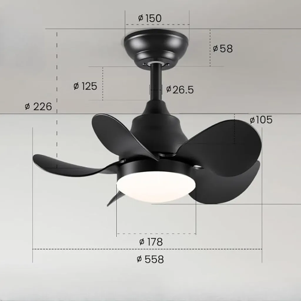 Ventilateur de plafond LED silencieux 55 cm avec 6 vitesses et commande