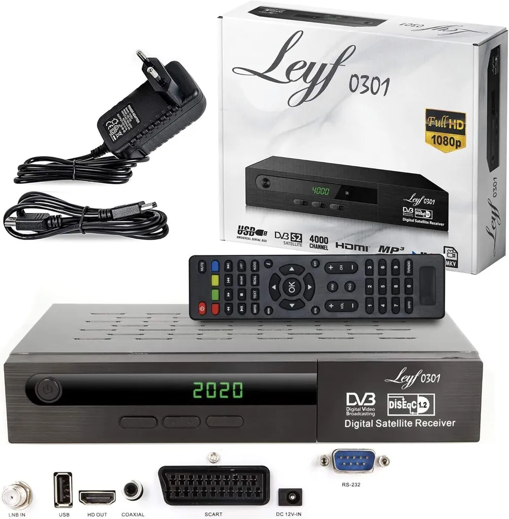 Récepteur satellite numérique HDTV Leyf boîtier décodeur TV avec télécommande - 3