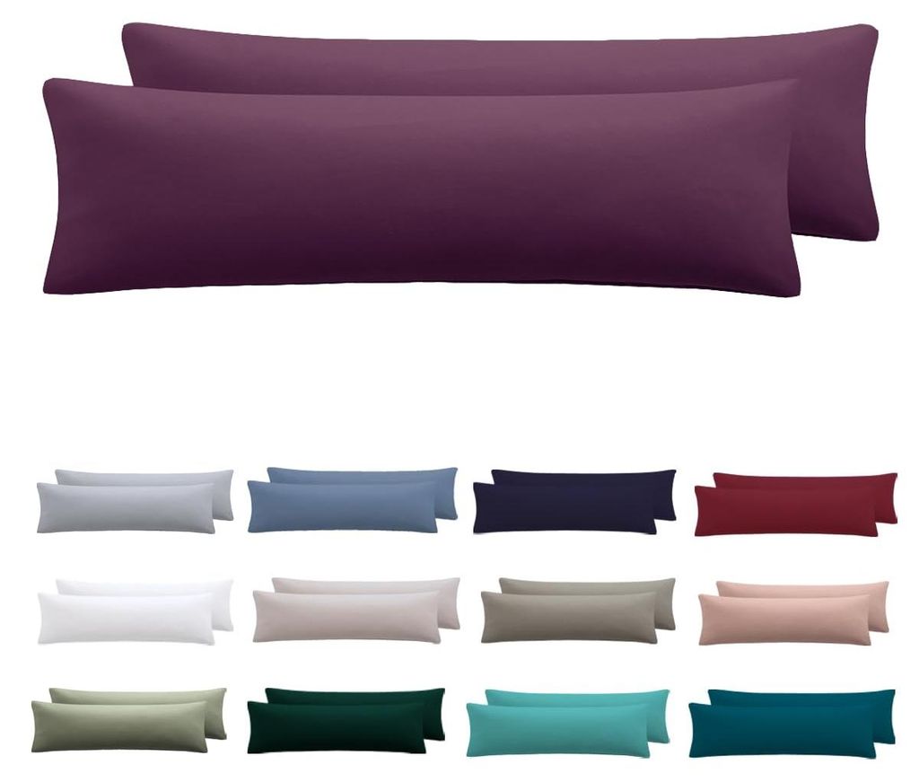 Kissenbezug für Seitenschläfer, 40 x 145 cm, 2er-Set – Kissenbezug 40 x 145 cm, lila, 100 % Mikrofaser, Kissenbezug mit Reißverschluss, weich ...