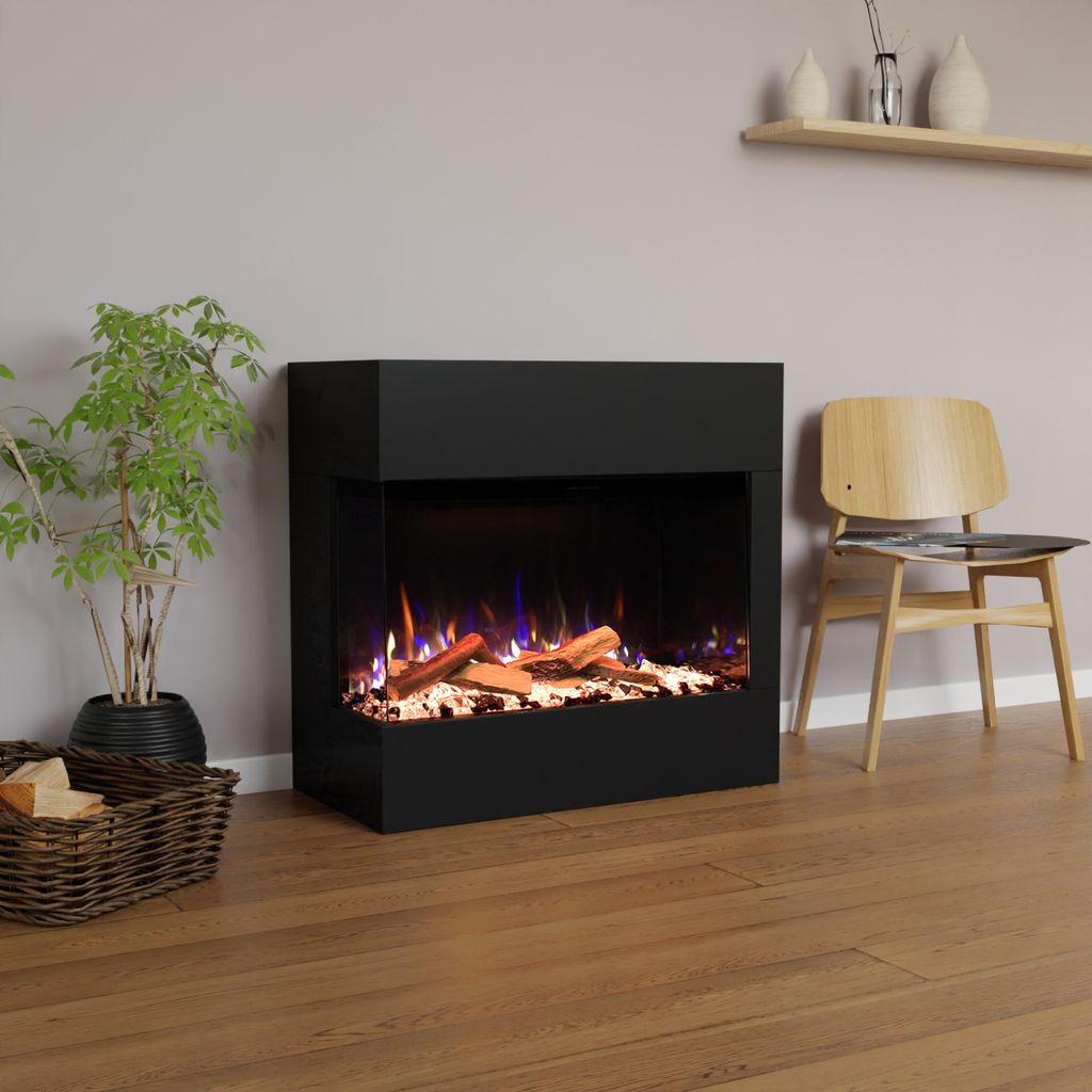 Glow Fire Elektrokamin 'Portia Mini ' Link/Rechtsoffen| LED Standkamin in weiß mit Heizung (1500 W) | HxBxT: 109x90x39 cmcm