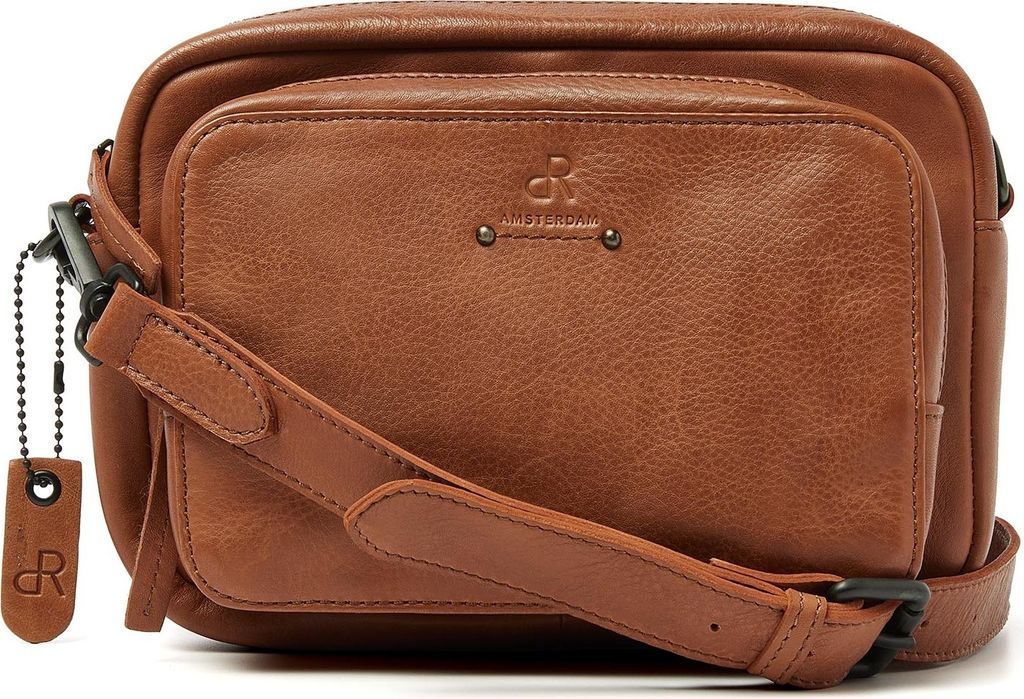 dR Amsterdam Umhängetasche | Leder Schultertasche | Damenhandtaschen | Damen Crossbody Tasche | Tampa - 933738 Camel
