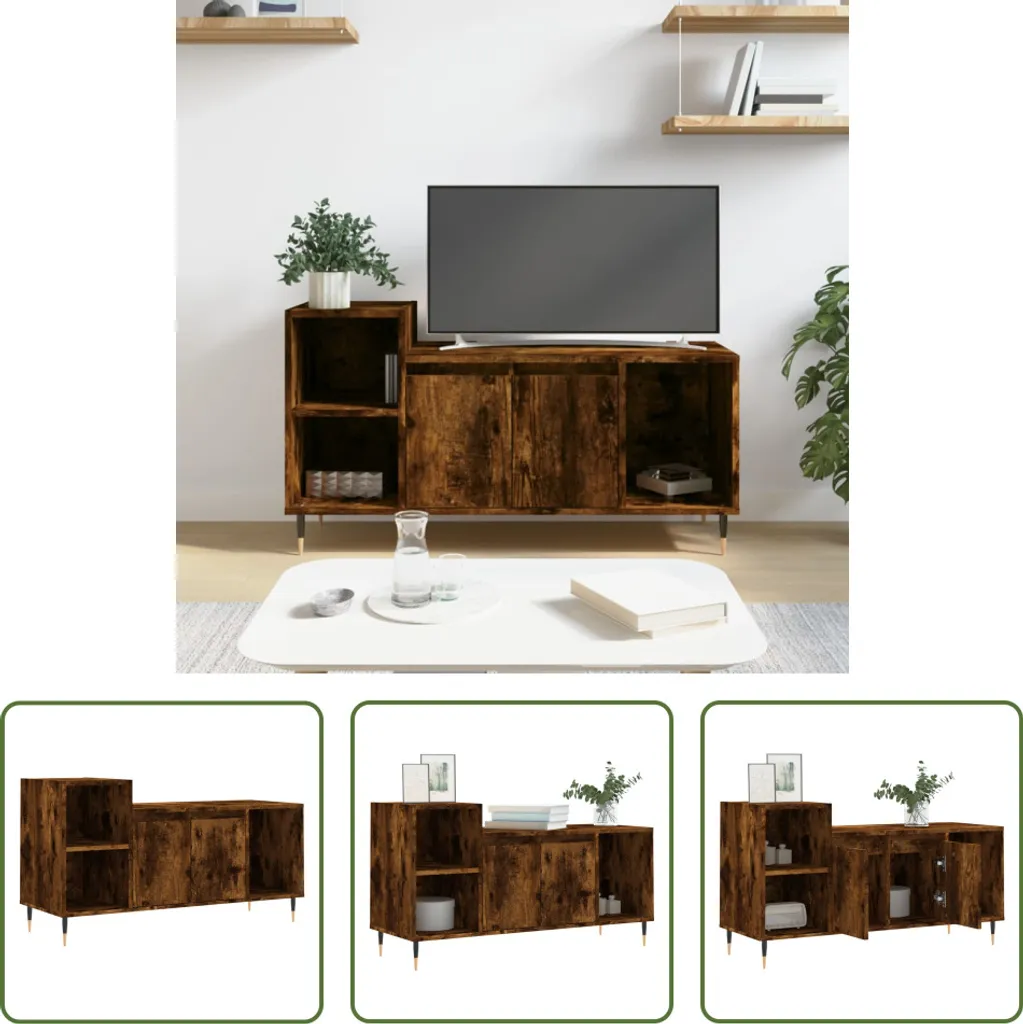 Mobile TV Rovere Fumé 100x35x55 cm - Porta TV Moderno in Legno