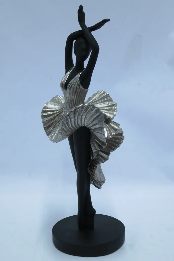 Gilde Skulptur Ballerina Ballet 44cm - Statua Design Resina Nera - 2
