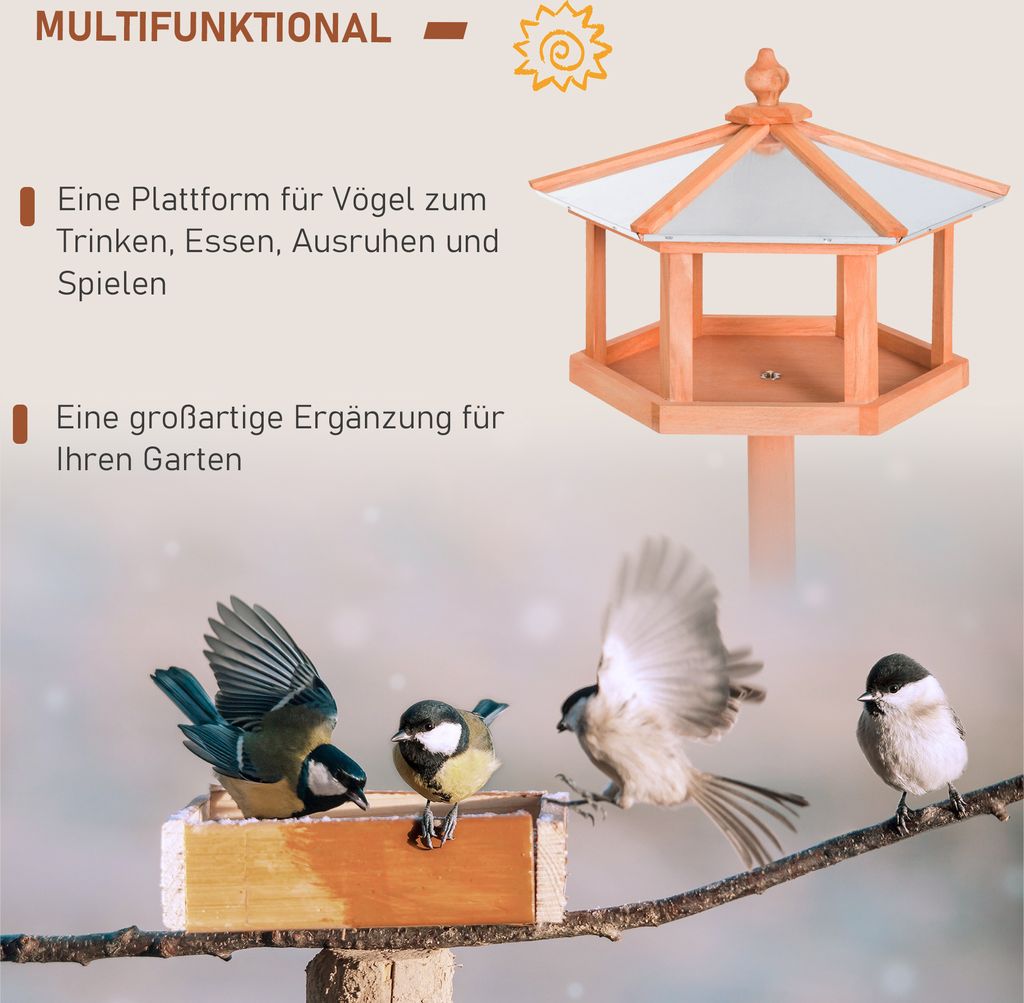 PawHut Vogelhaus Vogelvilla Futterhaus Vogelhäuschen mit Produktbild 6