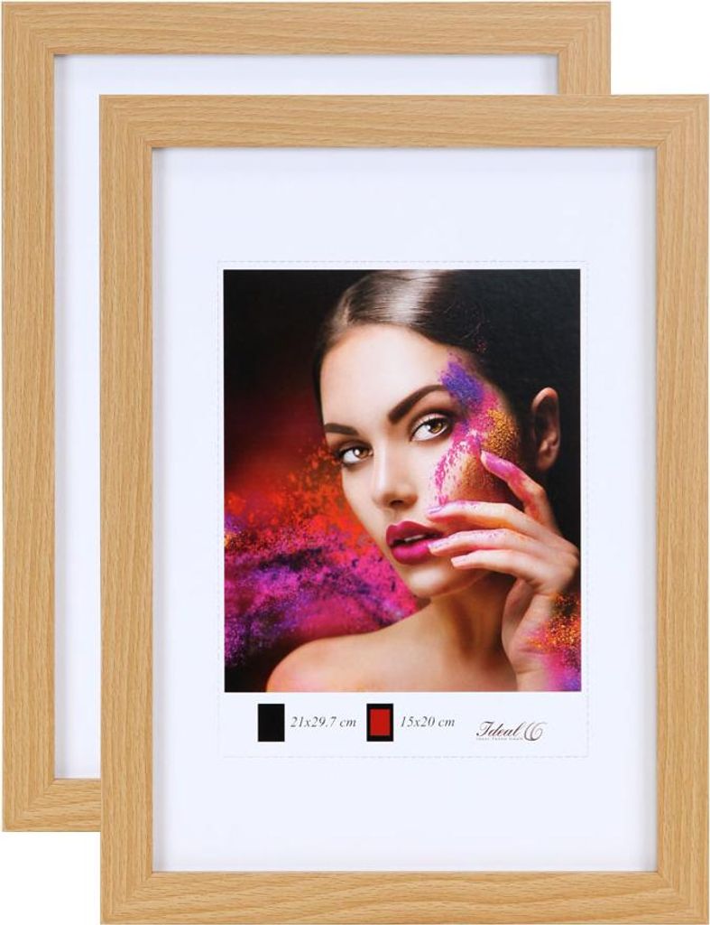 2er 3er 5er Set Holz Bilderrahmen Lifestyle Plexi Foto Rahmen Collage Wanddeko Poster HR-25 - Farbe: 2er Pack Buche | Format: 30x45