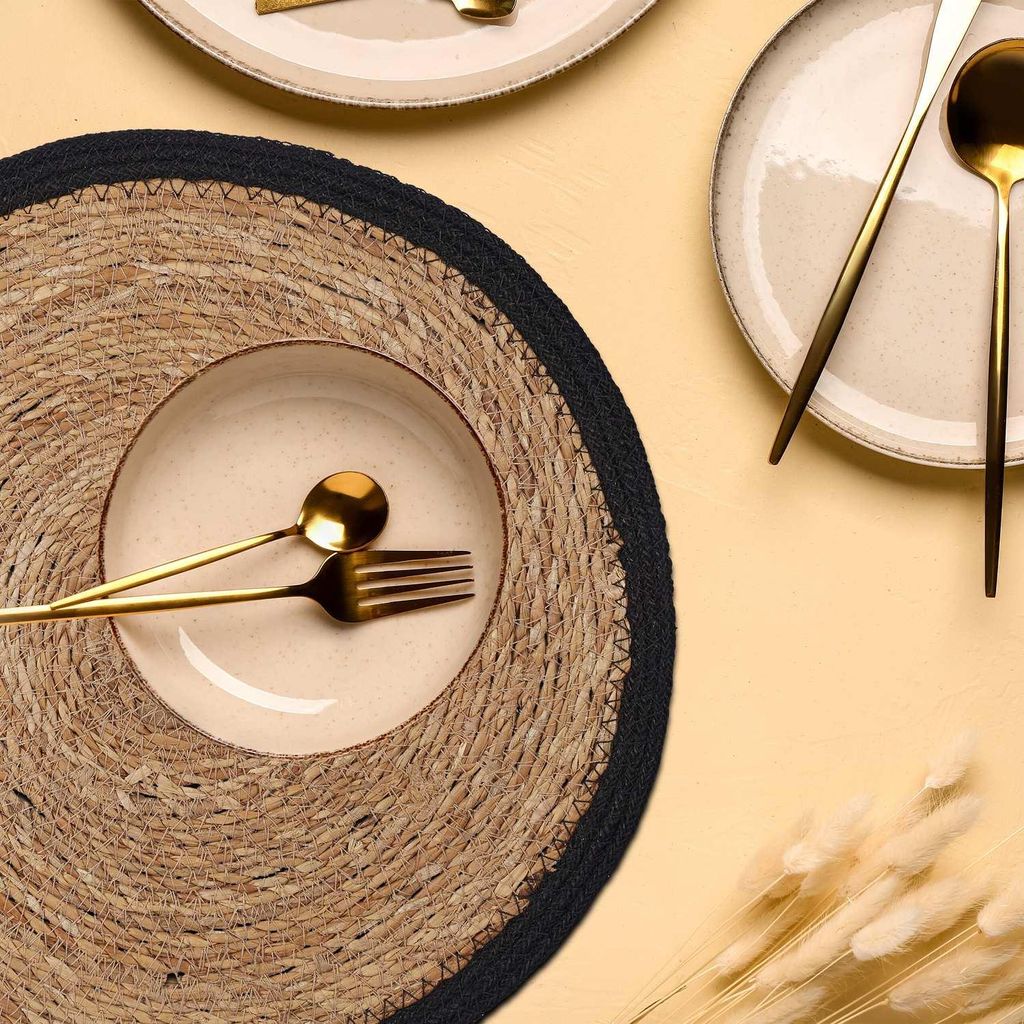 Tischsets aus Wasserhyazinthe, 6er-Set, rundes Design