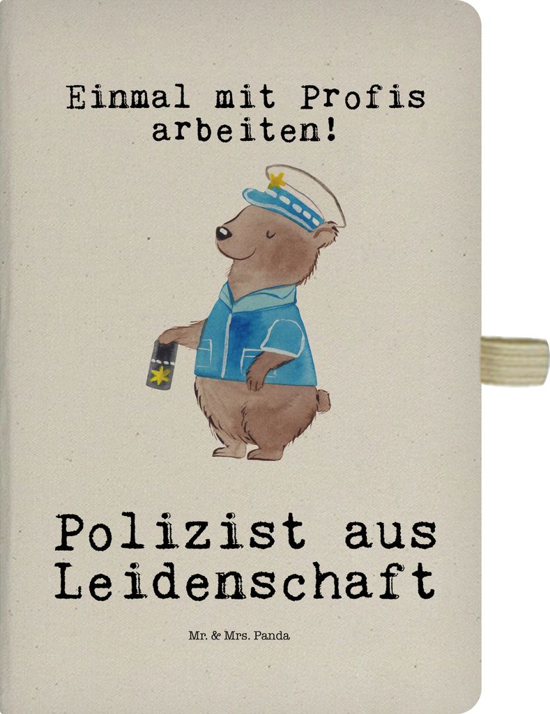 Mr. & Mrs. Panda notizbuch Polizist Leidenschaft - Transparent - Geschenk, Skizzenbuch, A5 Kariert, Kladde, Polizei, Studium, Cop, Tagebuch, Adress...