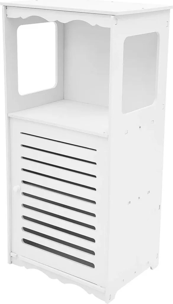 Armadio da bagno - Armadio contenitore con ripiani - PVC - 37,6×28×79,8 cm - Portata 10-15 kg - Richiede assemblaggio - Bianco