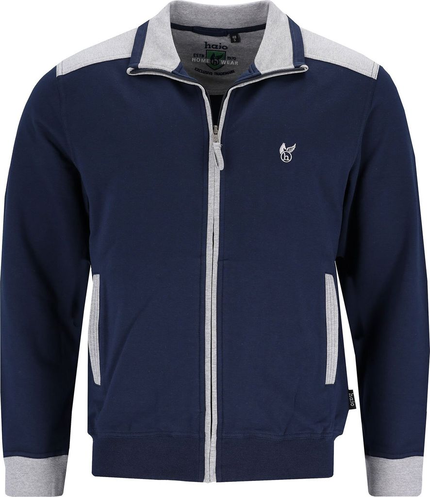 hajo Herren Sweatjacke - Freizeit, Klima-Komfort, Stretch Baumwolle-Mix, uni Blau XL