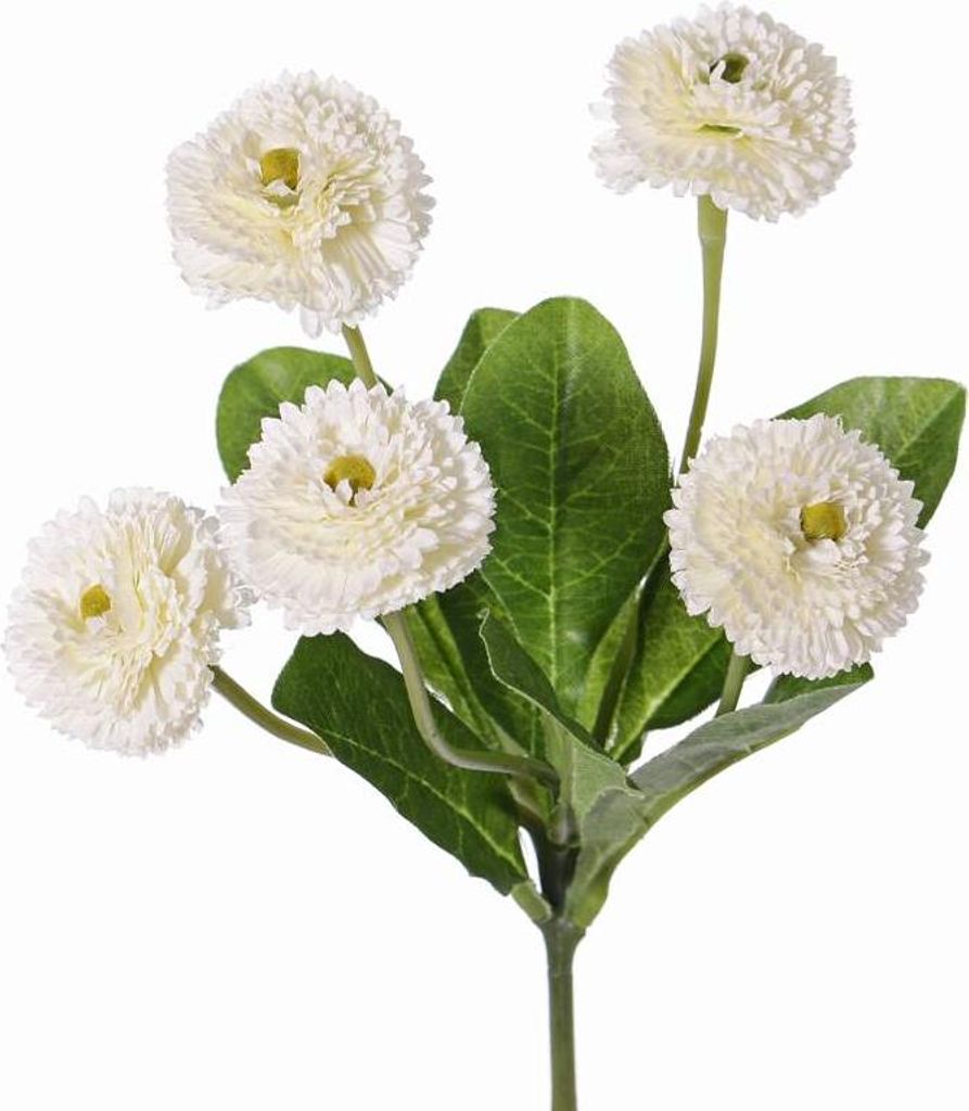 artplants.de Kunstblume Gänseblümchen Heike auf Steckstab, weiß, 25cm, Ø 4,5cm - Künstliche Margerite