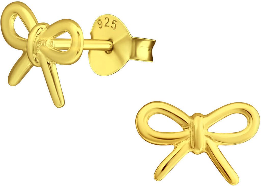 Ohrringe Ohrstecker 925 Sterling Silber vergoldet mit Schleife